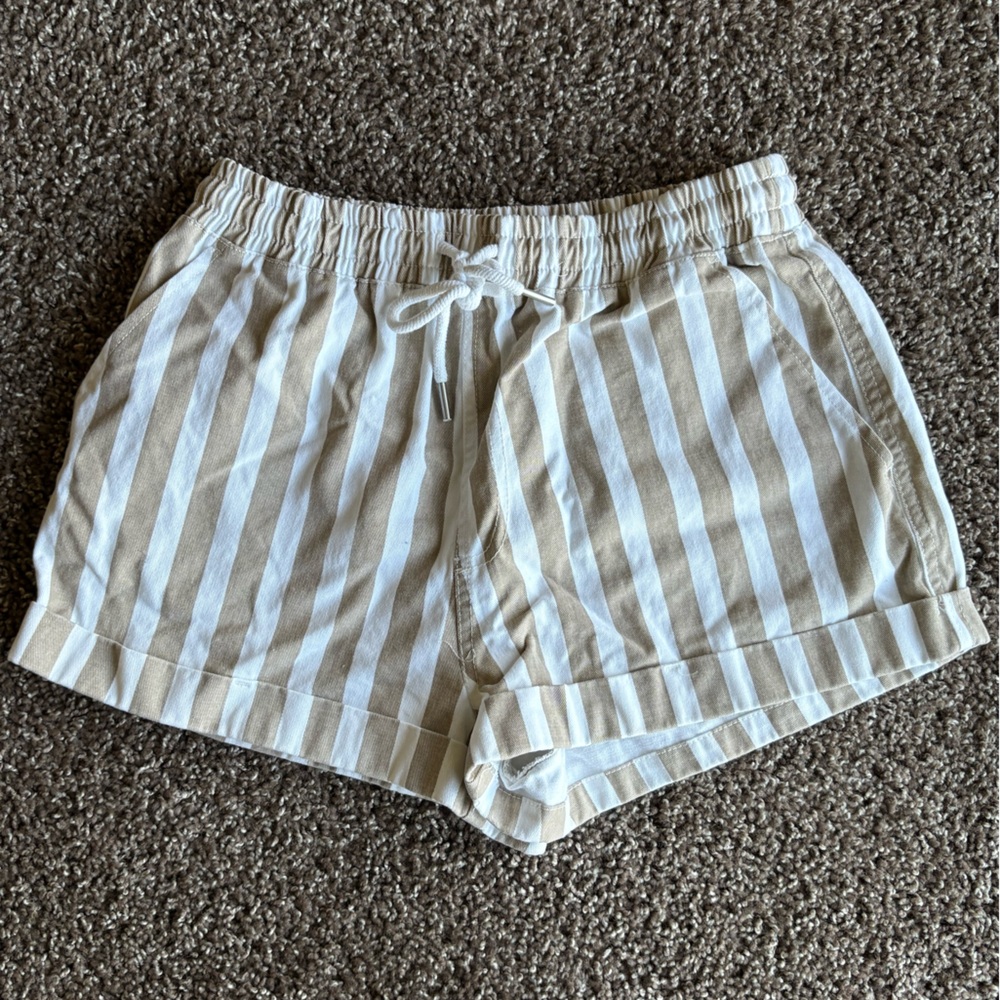 Forever 21 Beige and White Striped Shorts